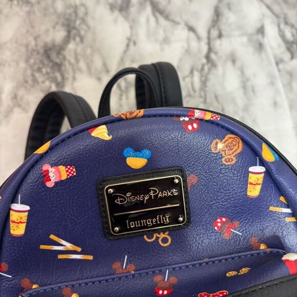Disney Parks Loungefly Backpack Food snacks blue Mickey rare bag - Picture 9 of 9